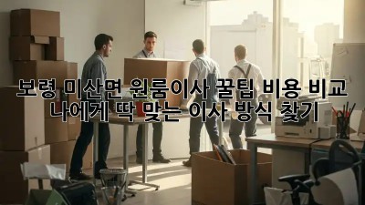 보령 미산면 원룸이사 꿀팁🍯 비용 비교 & 나에게 딱 맞는 이사 방식 찾기!